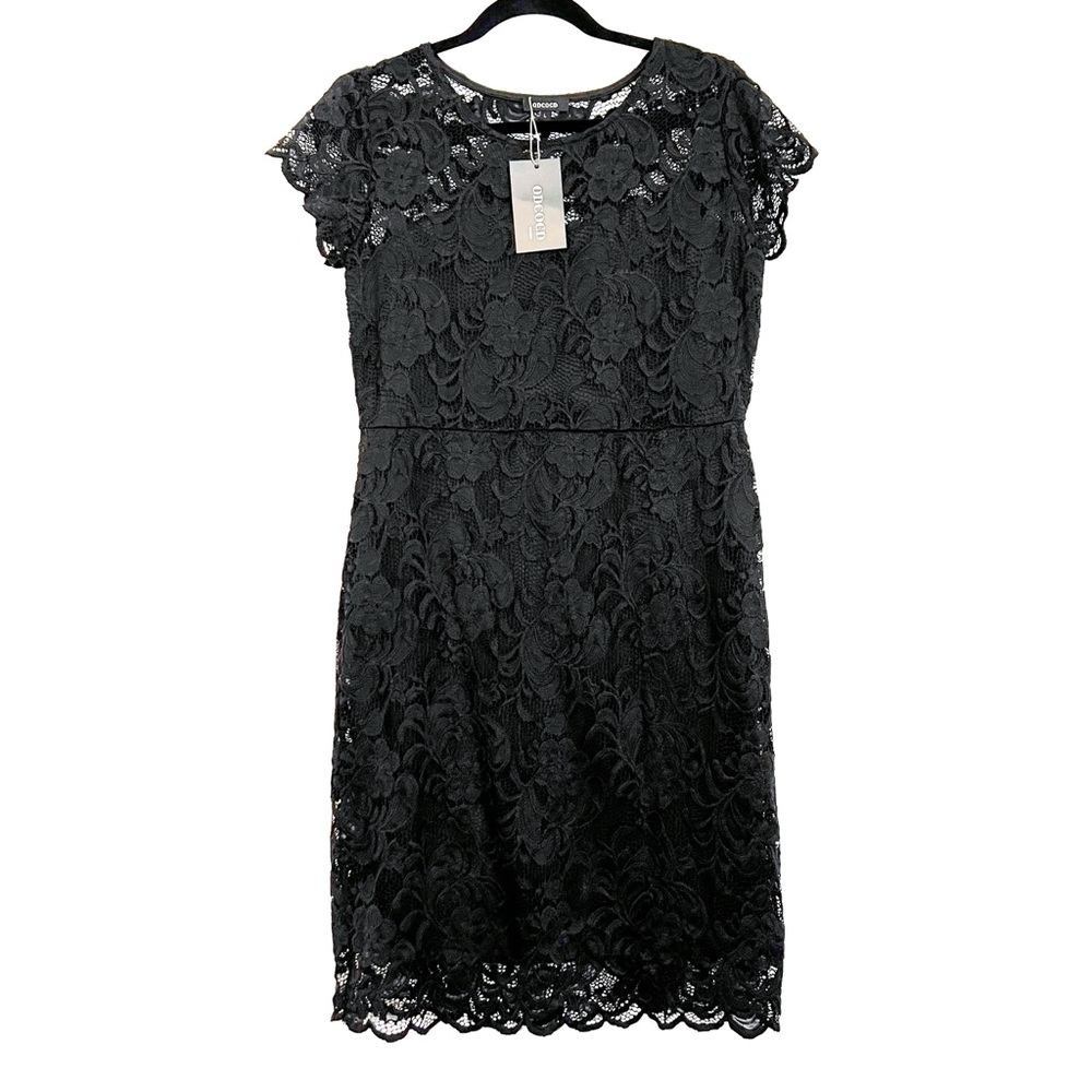 Black Lace Dress with Flutter Cap Sleeves